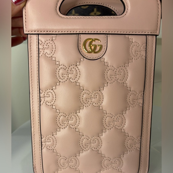 💞Out of Stock💞 Gucci Marmont Baby Pink Matelasse Top Handle & Crossbody Bag GG - Picture 8 of 10